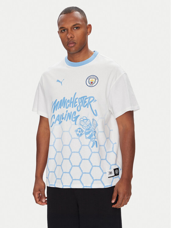 Puma T-Shirt CWC Hoops x Man City 631695 Biały Regular Fit