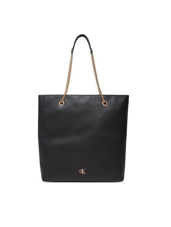 Calvin Klein Torebka Minimal Monogram Chain Tote LV04F3204G Czarny
