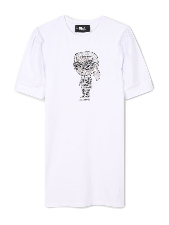 Karl Lagerfeld Kids Sukienka codzienna Z30458 S Biały Regular Fit