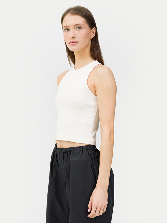 4F Top 4FWSS24TSLEF066 Écru Slim Fit
