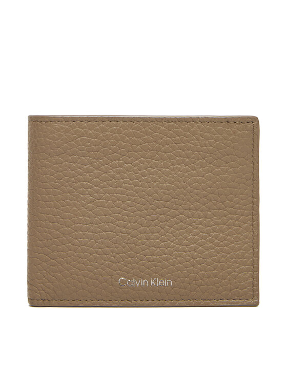 Calvin Klein Portfel męski Ck Leather Billfold W Zip Coin LV04D1028G Beżowy