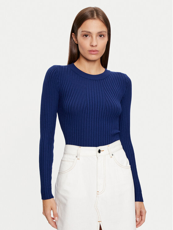 Pieces Sweter Crista 17115047 Granatowy Slim Fit