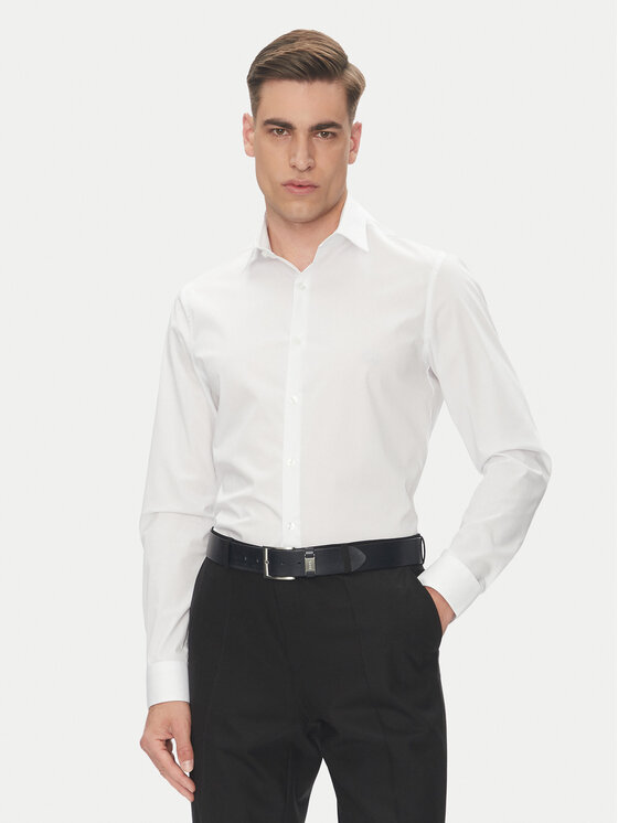 Calvin Klein Koszula Essential LV019EU000 Biały Slim Fit