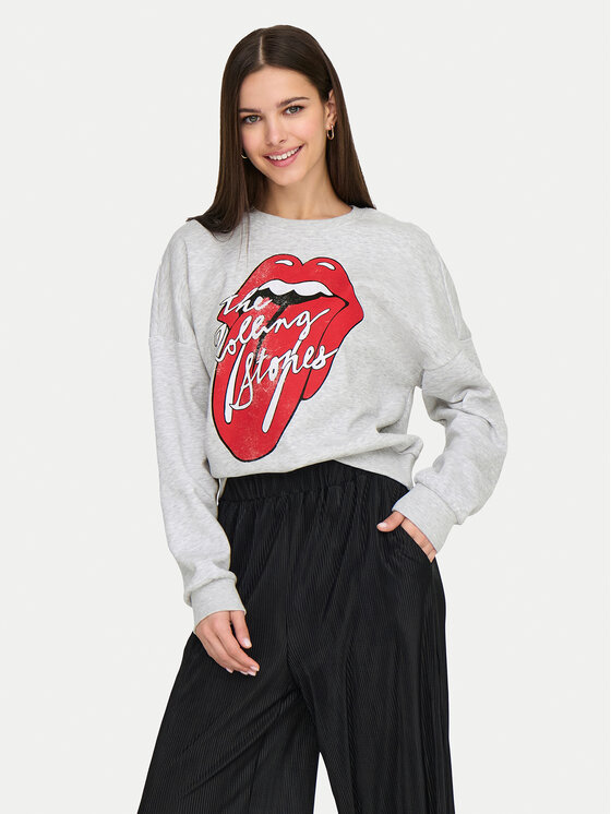 ONLY Bluza Rolling Stones 15345927 Szary Regular Fit