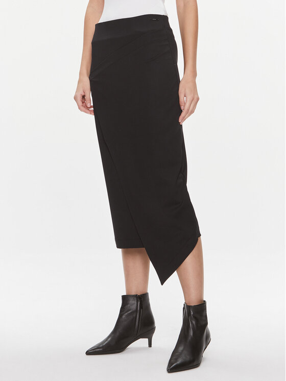 Calvin Klein Spódnica ołówkowa Stretch Jersey Midi Skirt K20K206808 Czarny Slim Fit