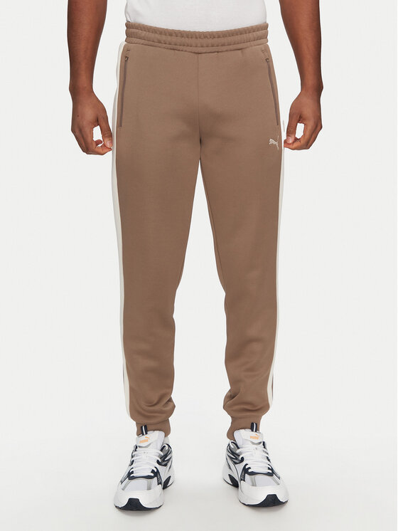 Puma Spodnie dresowe T7 Always On 629588 Brązowy Regular Fit
