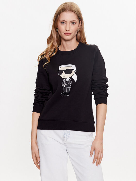 KARL LAGERFELD Bluza Ikonik 2.0 230W1800 Czarny Regular Fit
