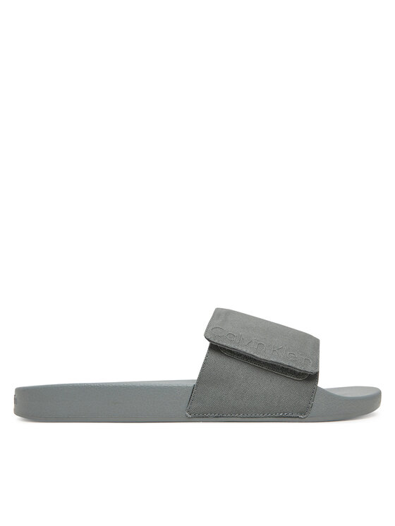 Calvin Klein Klapki Adj Pool Slide Canvas Logo HM0HM01749 Szary