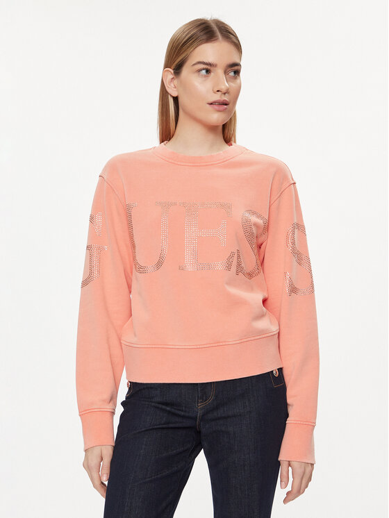 Guess Bluza Vintage Logo W4GQ10 KC8I0 Koralowy Relaxed Fit