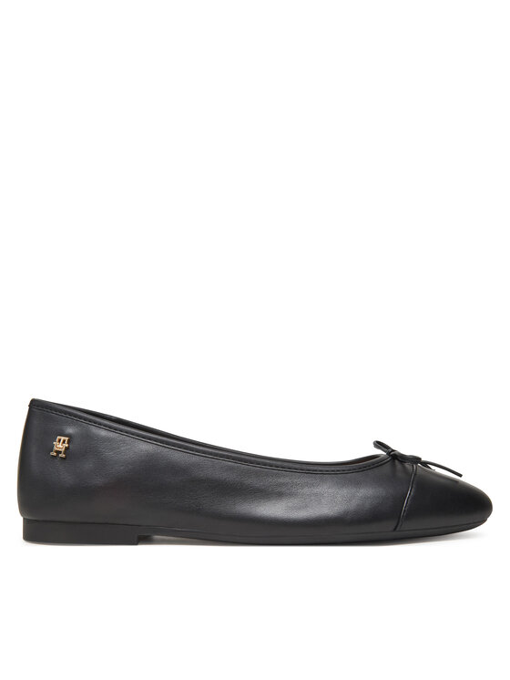 Tommy Hilfiger Baleriny Toe Cap Leather Ballerina FW0FW08759 Czarny