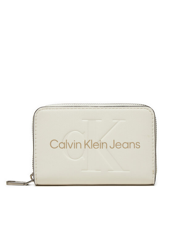 Calvin Klein Jeans Mały Portfel Damski Zip Around Mono K60K612255 Biały