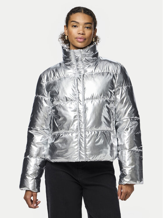 Pieces Kurtka zimowa Namie 17151539 Srebrny Regular Fit