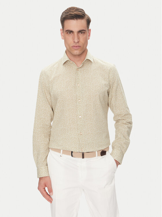 Pierre Cardin Koszula C6 41017.0451 Beżowy Modern Fit