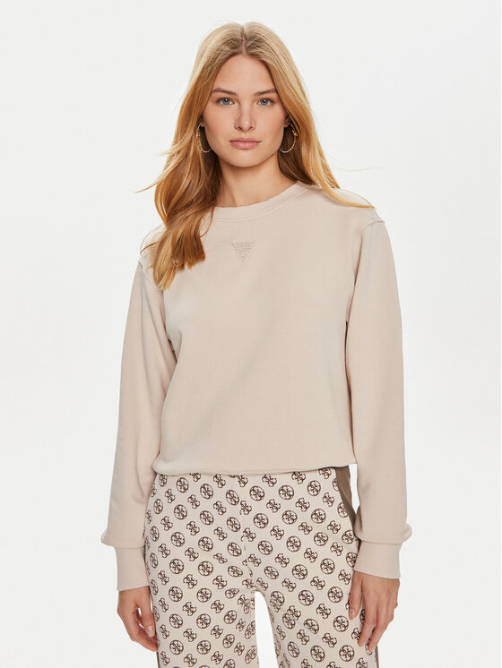 Guess Bluza W4YQ17 KC8I0 Beżowy Regular Fit