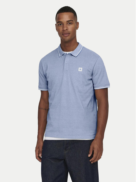 Only & Sons Polo Fletcher 22024827 Błękitny Regular Fit
