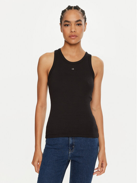 Calvin Klein Top Graphic K20K208065 Czarny Slim Fit