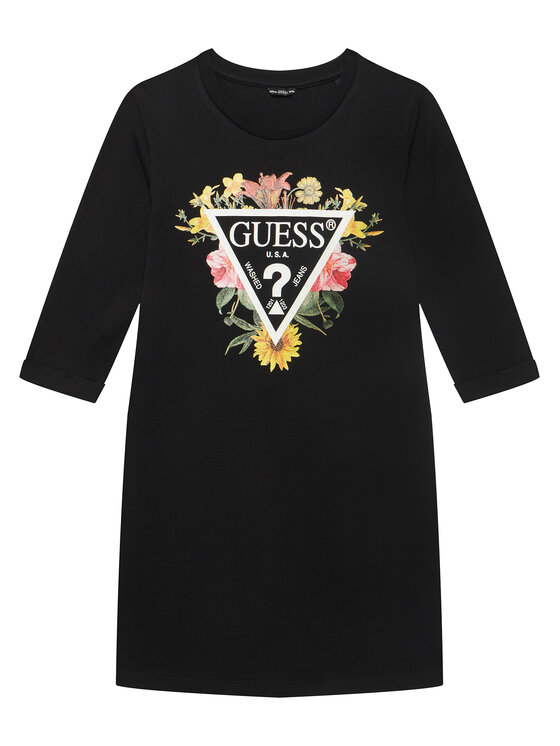 Guess Sukienka codzienna J3YK13 KA6W4 Czarne rodowanie Regular Fit