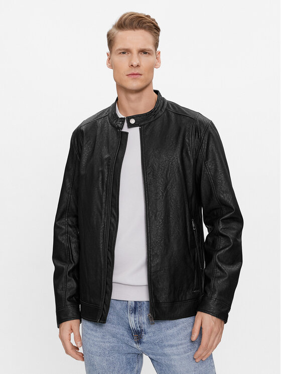 Guess Kurtka z imitacji skóry M4RL08 WFW30 Czarny Regular Fit