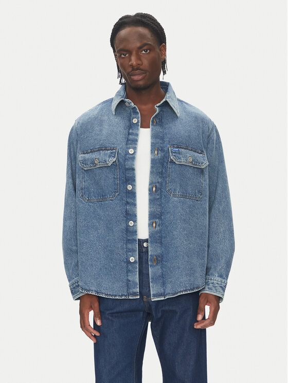 HUGO Koszula jeansowa Ebolt 50513853 Granatowy Oversize