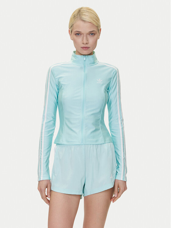 adidas Bluza adicolor 3-Stripes JC5579 Turkusowy Slim Fit