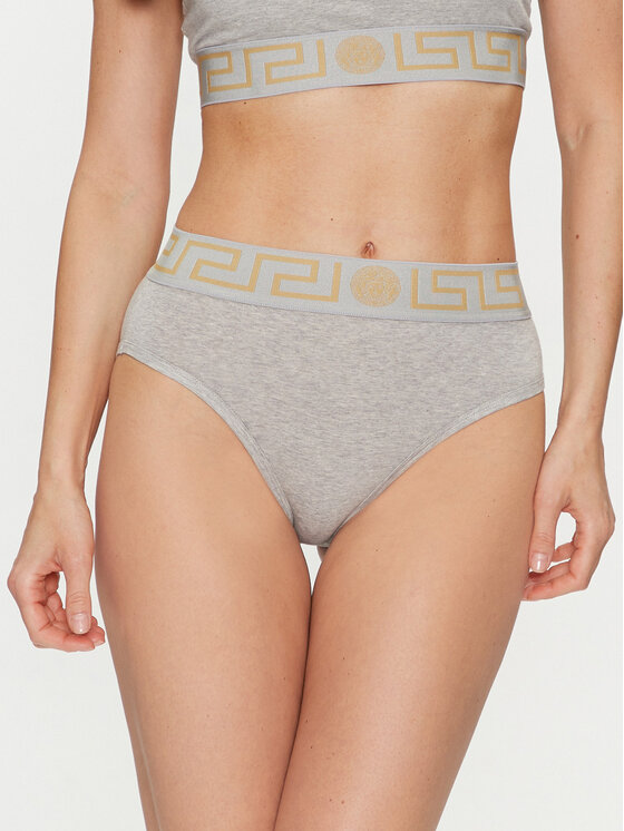 Versace Figi klasyczne z wysokim stanem Greca Border AUD01050 Szary
