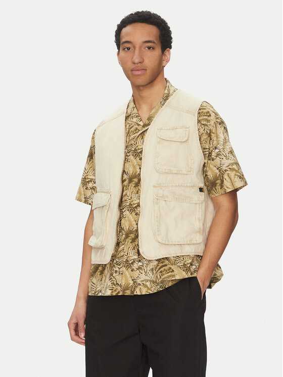 Alpha Industries Kamizelka Canvas Acid Vest 156140 Biały Loose Fit