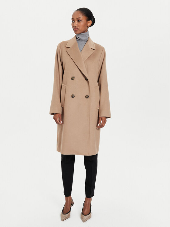 Weekend Max Mara Płaszcz wełniany Zum 2425016052 Brązowy Regular Fit