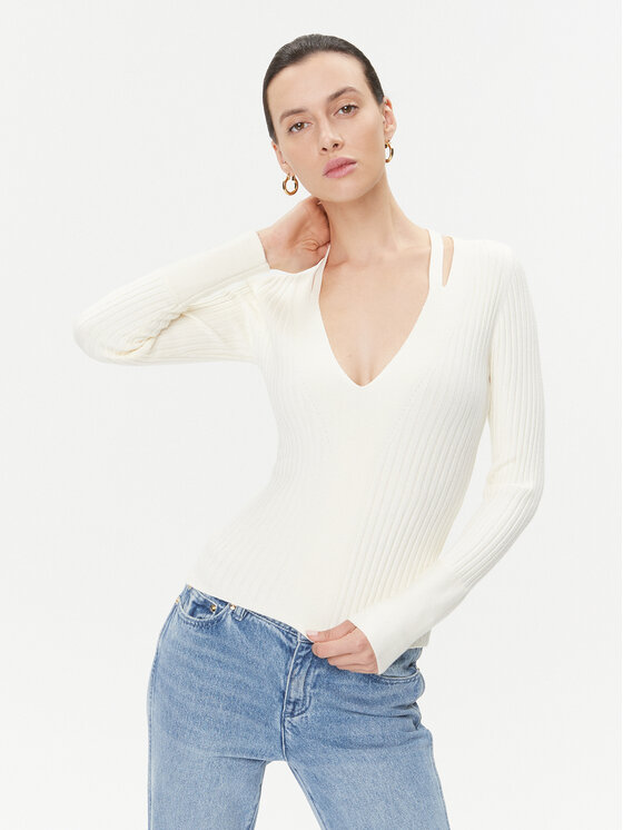 Guess Sweter W3BR30 Z2V42 Écru Regular Fit