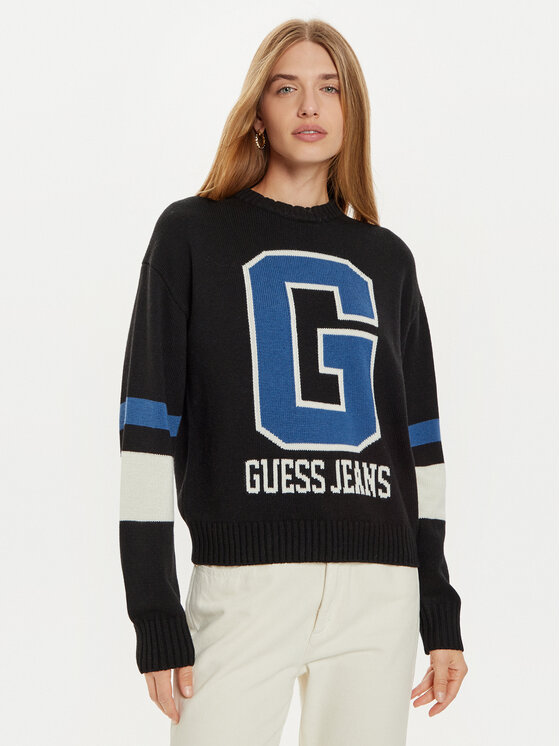 Guess Jeans Sweter W4BR11 Z3HN2 Czarny Regular Fit