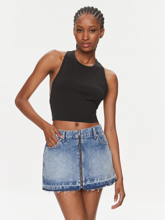 Calvin Klein Swimwear Top KW0KW02481 Czarny Slim Fit