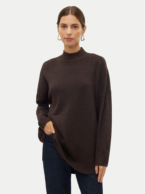 Vero Moda Sweter Plaza 10290784 Brązowy Loose Fit