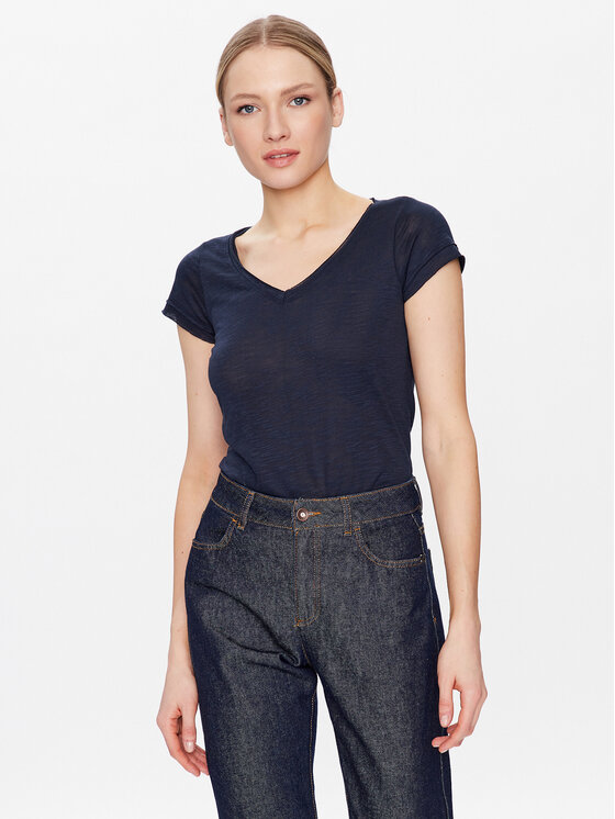 Sisley T-Shirt 3TNHL4007 Granatowy Regular Fit