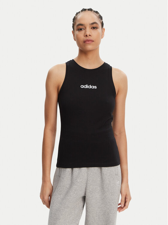 adidas Top Essentials Linear JC5798 Czarny Slim Fit