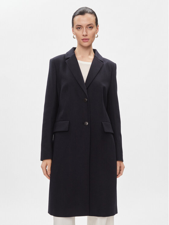 Tommy Hilfiger Płaszcz wełniany Classic Light Wool Blend Coat WW0WW41662 Granatowy Regular Fit