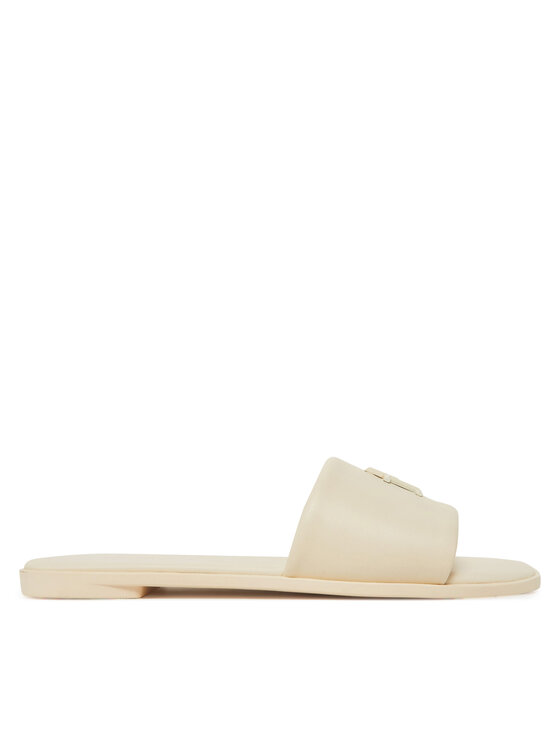 Tommy Hilfiger Klapki Th Logo Hardware Leather Mule FW0FW08806 Écru