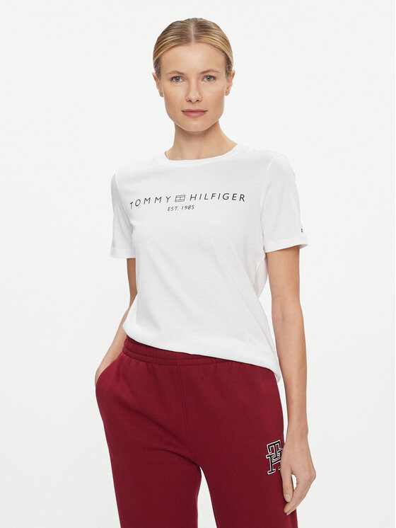 Tommy Hilfiger T-Shirt Logo WW0WW40276 Biały Regular Fit