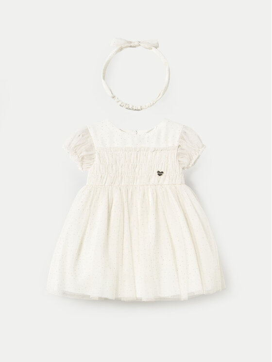 Mayoral Sukienka elegancka 1902 Écru Regular Fit