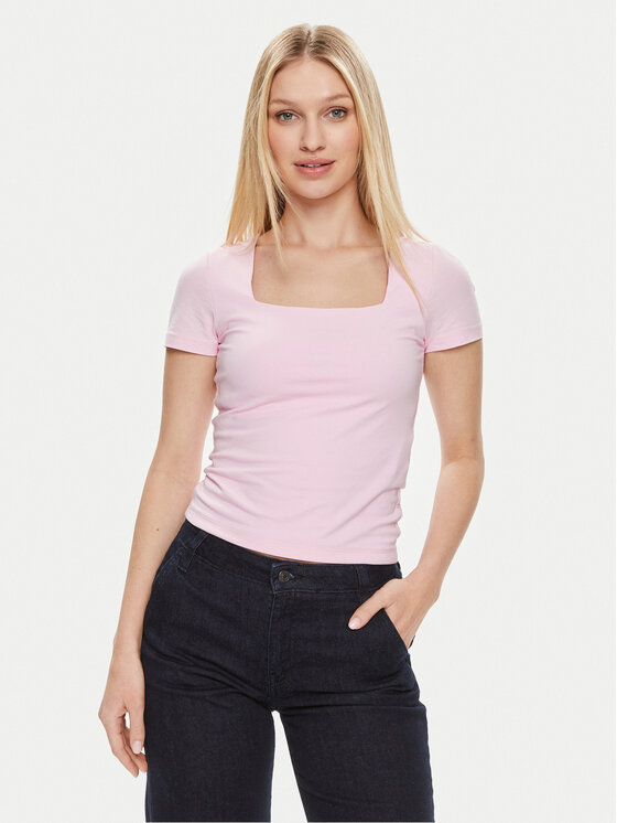Noisy May T-Shirt Mik 27029540 Różowy Slim Fit