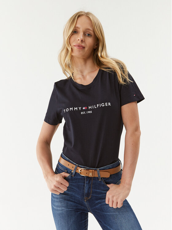 Tommy Hilfiger T-Shirt Heritage C-Nk WW0WW31999 Granatowy Regular Fit