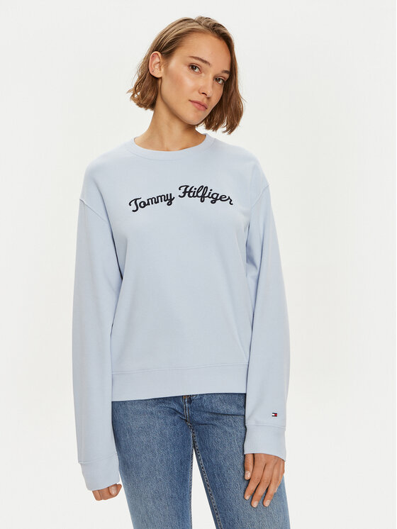 Tommy Hilfiger Bluza Modern Script WW0WW42615 Błękitny Regular Fit