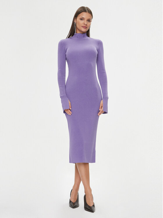 Patrizia Pepe Sukienka dzianinowa 2A2612/K002-M477 Fioletowy Slim Fit