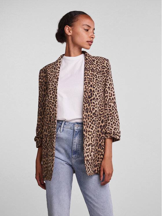 Pieces Marynarka 17126850 Brązowy Regular Fit