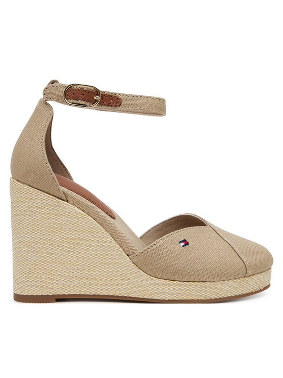 Tommy Hilfiger Półbuty Flag High Wedge Espad Closed Toe FW0FW08494 Beżowy