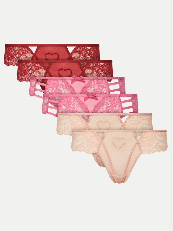 Hunkemöller Komplet 6 par fig brazylijskich 207186 Czerwony