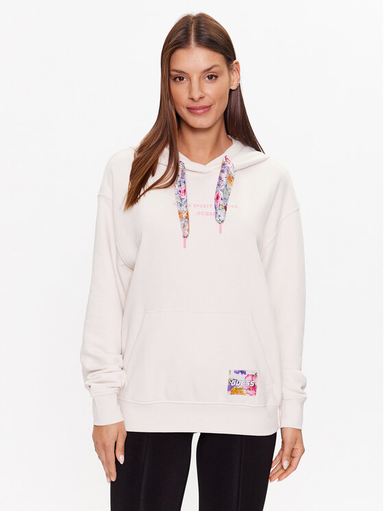 Guess Bluza V3YQ03 KBVB2 Écru Regular Fit