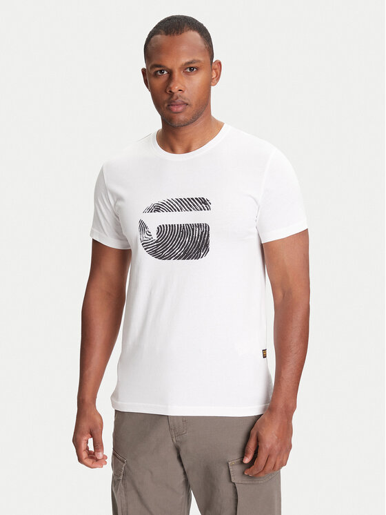G-Star Raw T-Shirt Finger Print Burger D26041-C506 Biały Regular Fit
