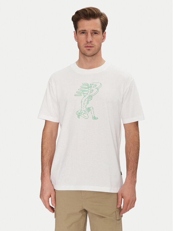 New Balance T-Shirt MT51978 Biały Relaxed Fit
