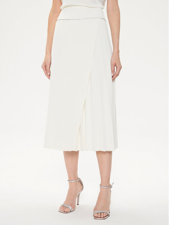 Rinascimento Spódnica midi CFC0118252003 Biały Regular Fit