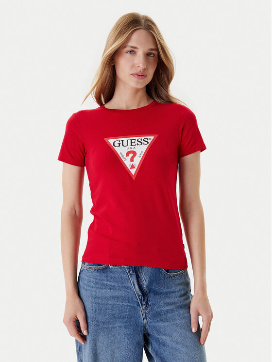 Guess Jeans T-Shirt W4YI04 J1314 Czerwony Slim Fit