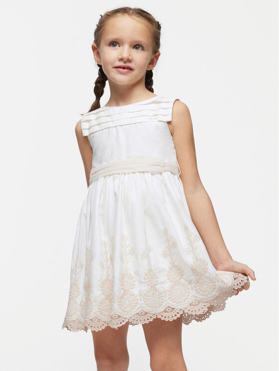 Mayoral Sukienka elegancka 3917 Biały Regular Fit